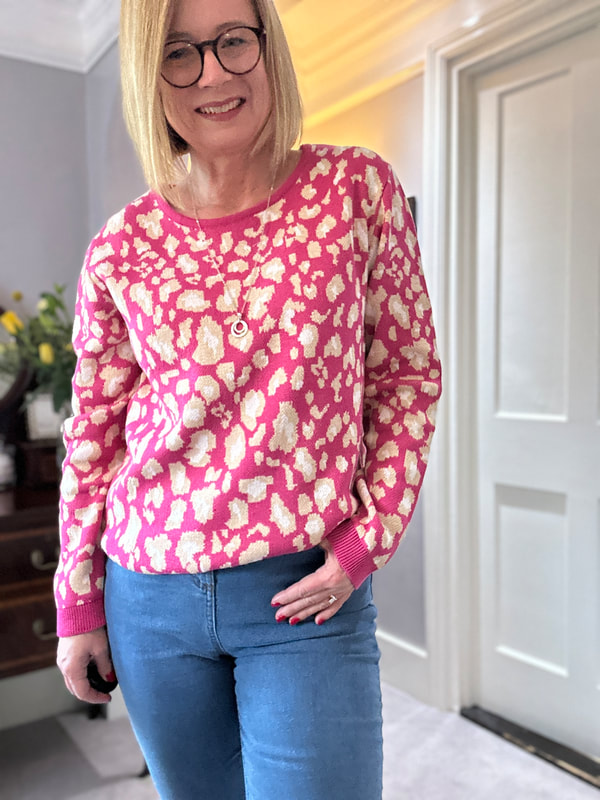 pink leopard print jumper