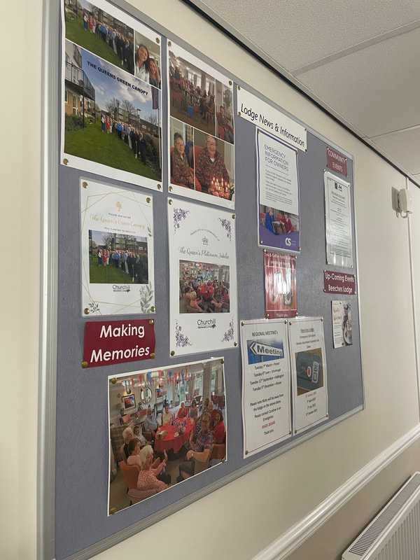 the communal noticeboard at churchill retirement living