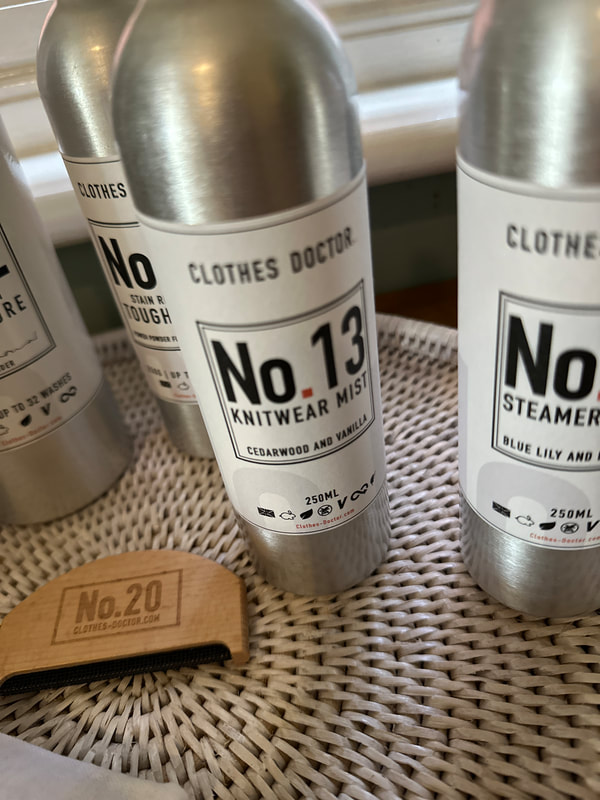 Clothes Doctor No 13 knitwear mist - silver bottles containing eco-friendly laundry detergent
