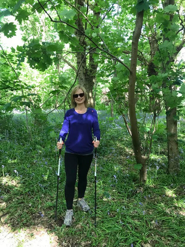 nordic walking in bluebell woods