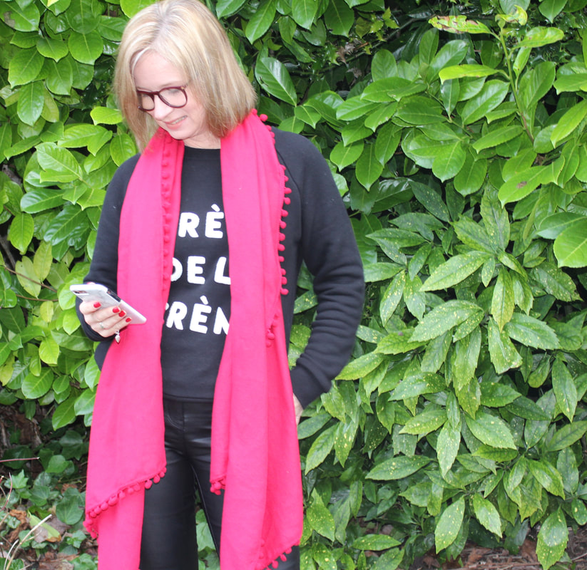 creme de la creme sweatshirt from Whistles with red scarf