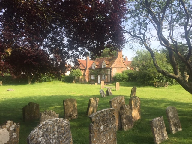 view from church yard at turville in buckinghamshire