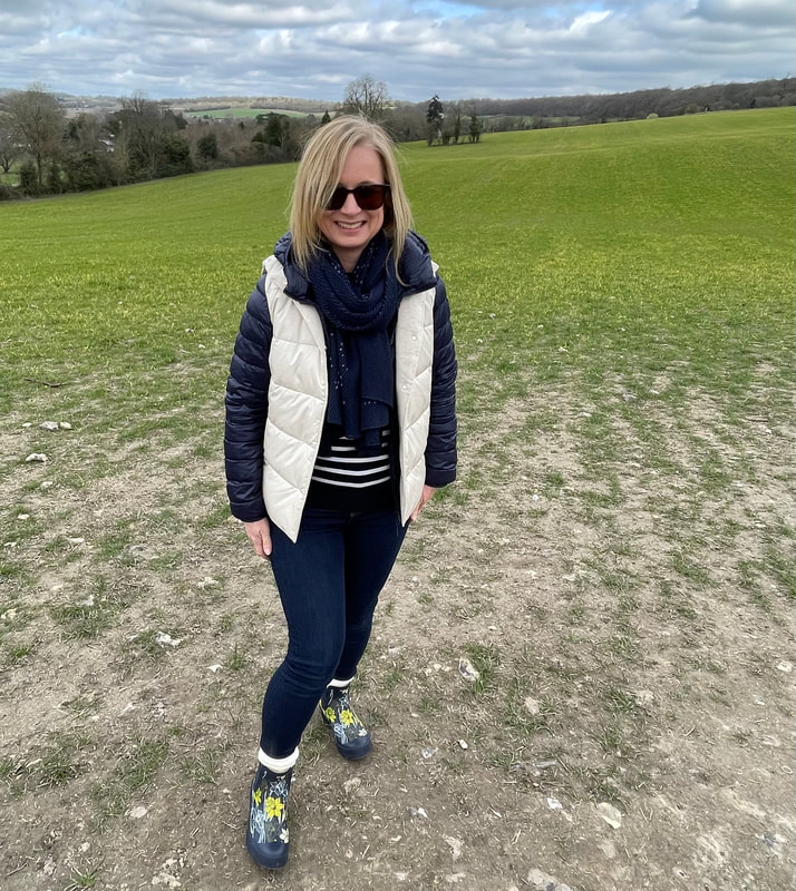 daffodil walk wearing blossom short wellington boot from Hotter