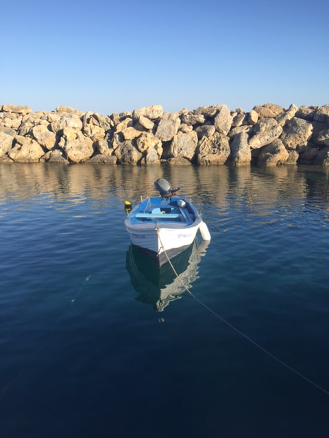boat in natural harbour kefalonia