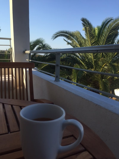 cup of tea on balcony