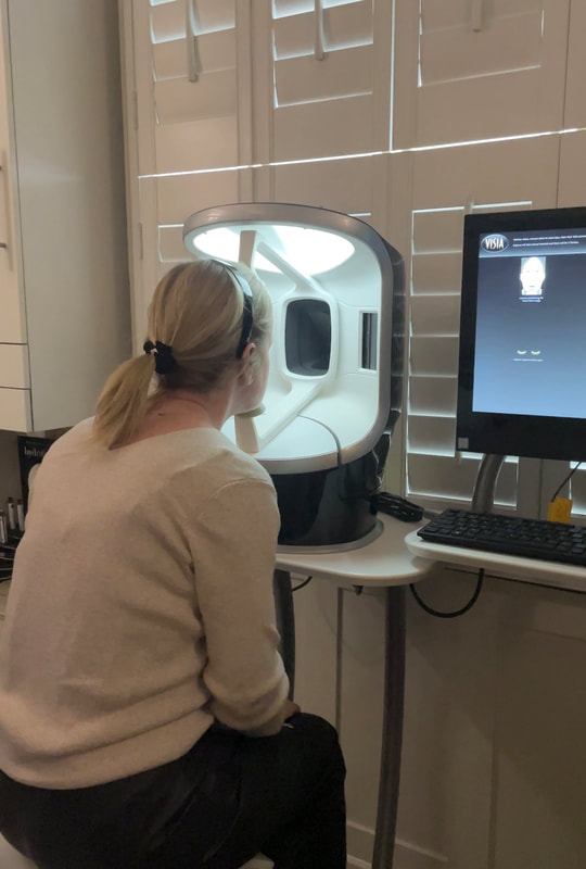 Michelle is having her skin analysed using the Visia imaging technology at S-Thetics in Beaconsfield