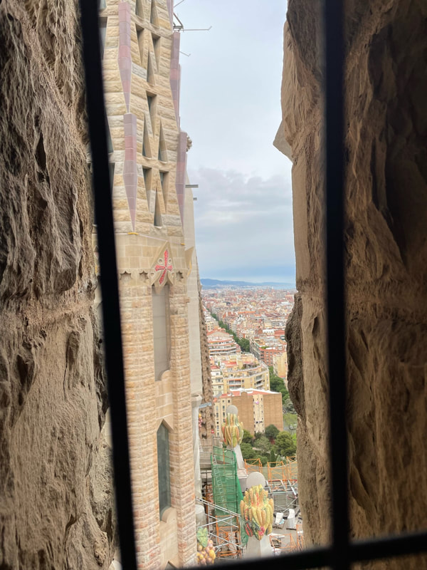 view from the passion tower at la sagrada familia