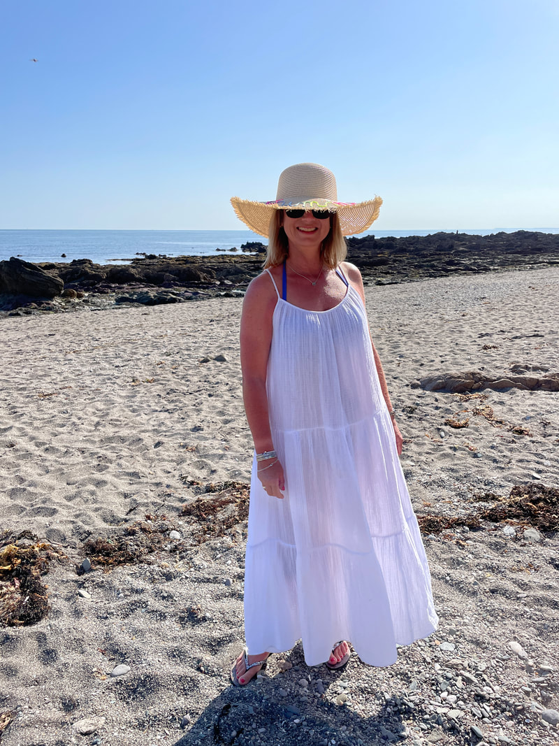 white beach dress, portwrinkle, cornwall