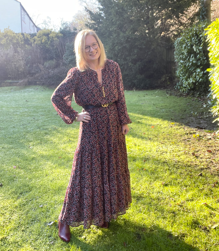 winter sunshine in the garden wearing a boho midaxi dress