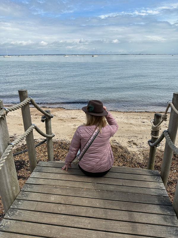 looking out towards the solent from the private beach at osborne house on the isle of wight