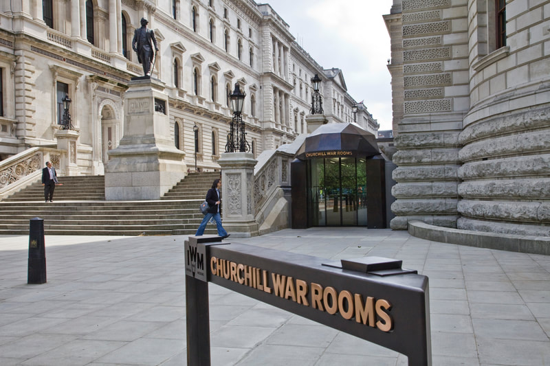 sign outside the churchill war rooms, london