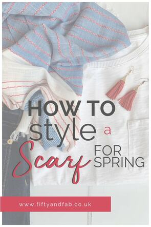 How to style a scarf for spring | Over 50s fashion and accessories | Scarves are not just for the colder months, but can be worn all year round. Here's how to style a scarf for springtime #over50s #accessories #fashion