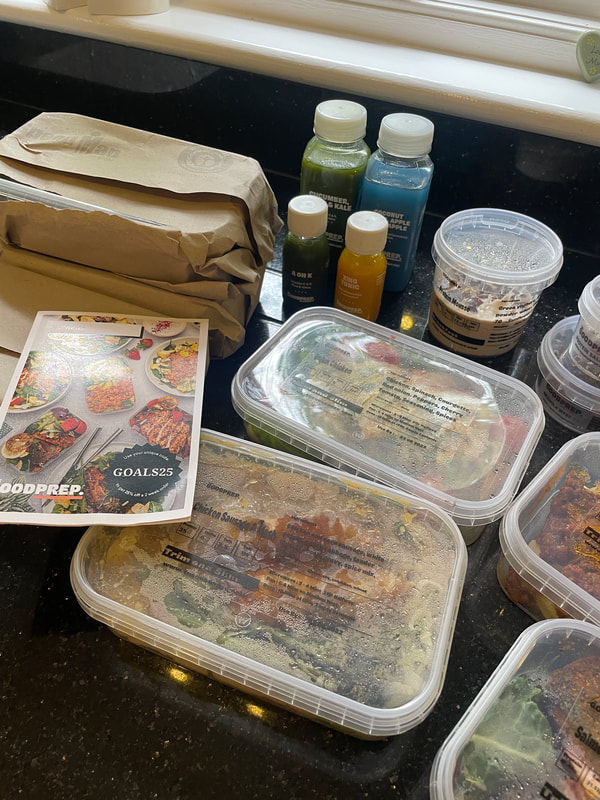 The Good Prep meal delivery service plastic containers with pre-prepped meals for the week