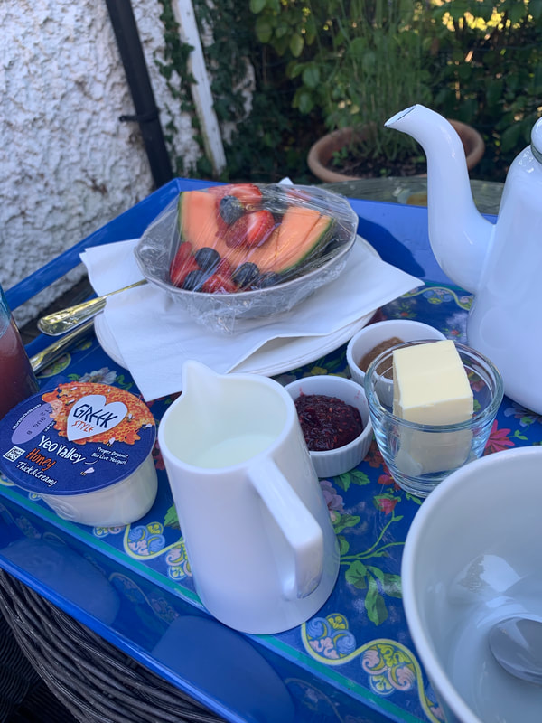 Breakfast tray at Studio by the Sea, airbnb lymington